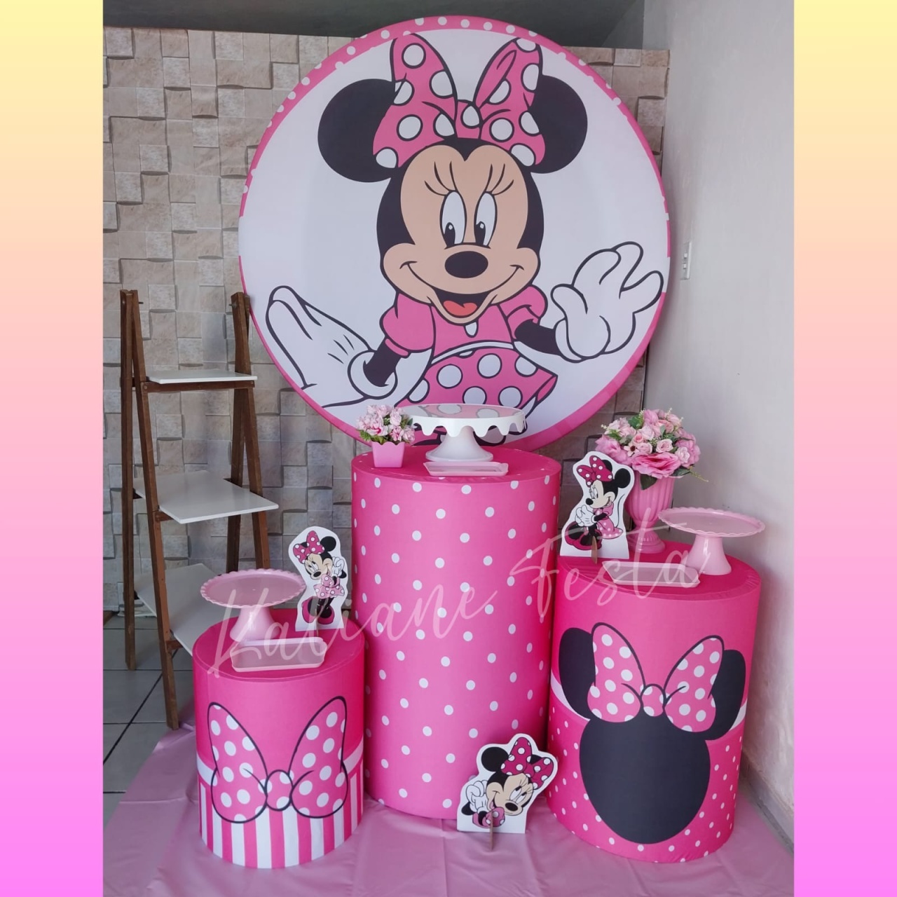 Minnie Rosa 2 - Kit Prata - Kaliane Festa Pegue e Monte