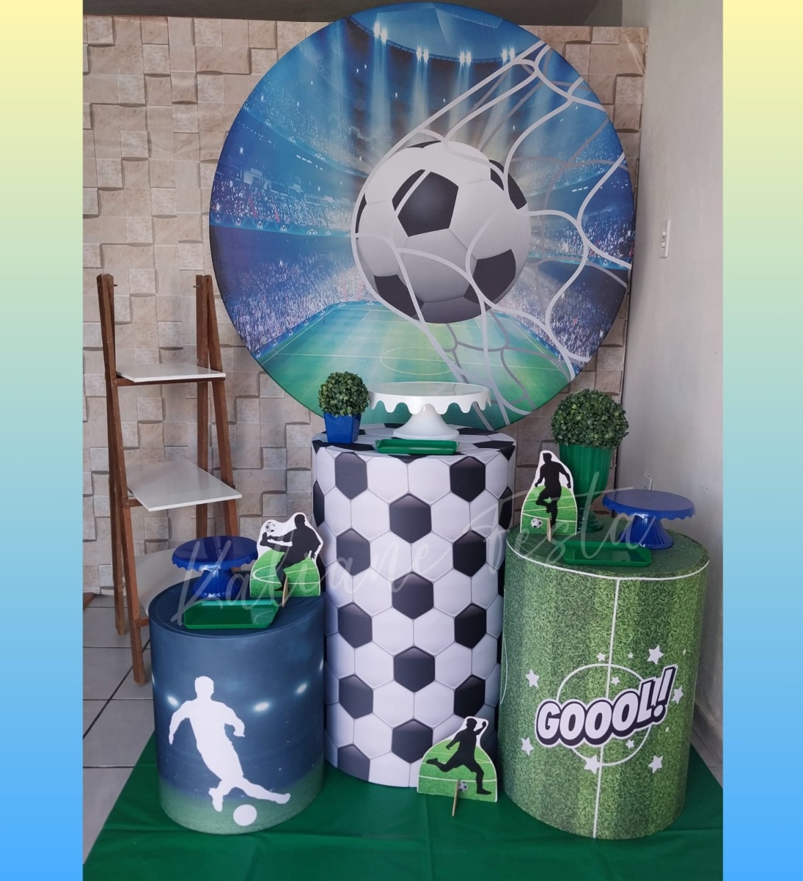 Futebol Bandejas Azul - Kit Prata - Kaliane Festa Pegue e Monte