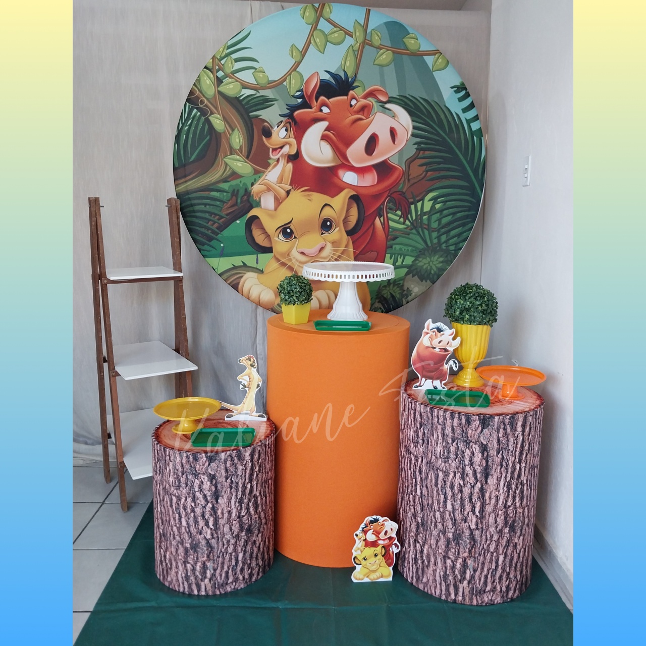 O Rei Leão 1 Laranja - Kit Prata - Kaliane Festa Pegue e Monte