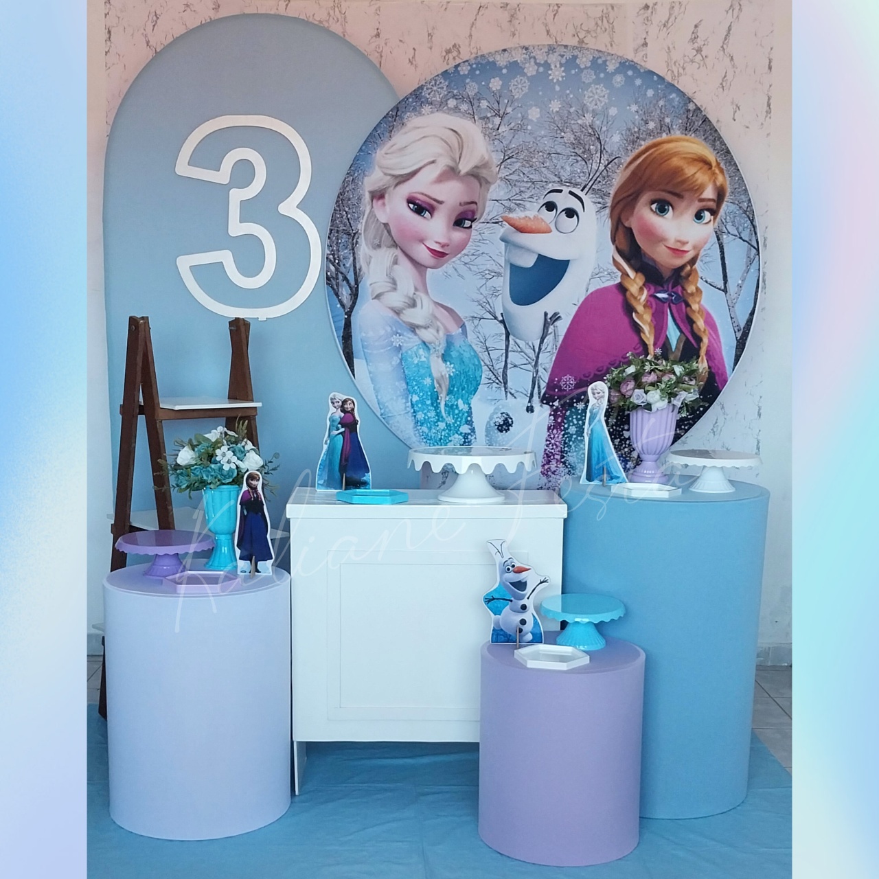 Frozen Branco Com Número - Kit Diamantecom Numeração - Kaliane Festa Pegue e Monte