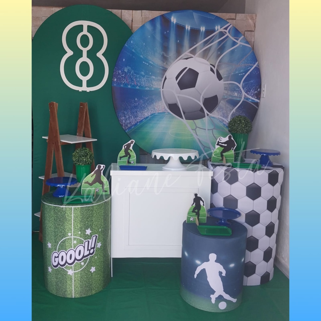  Futebol Bandejas Azul Com Número - Kit Diamante Com Numeração - Kaliane Festa Pegue e Monte