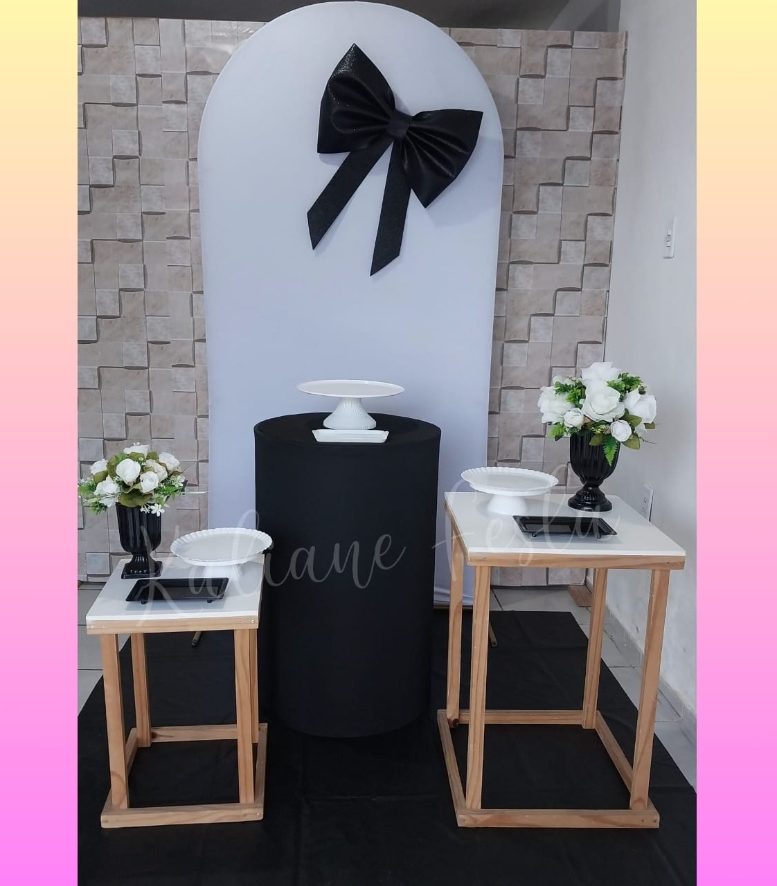 Branco E Preto Laço - Kit Elegance Laço - Kaliane Festa Pegue e Monte
