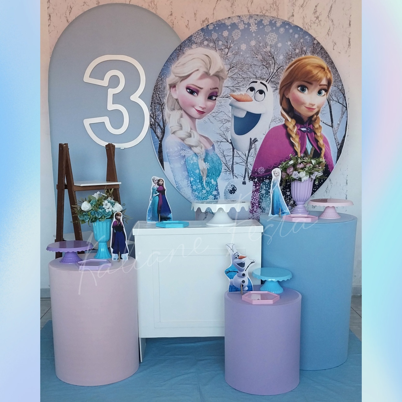 Frozen Rosa Com Número - Kit Diamante Com Numeração - Kaliane Festa Pegue e Monte