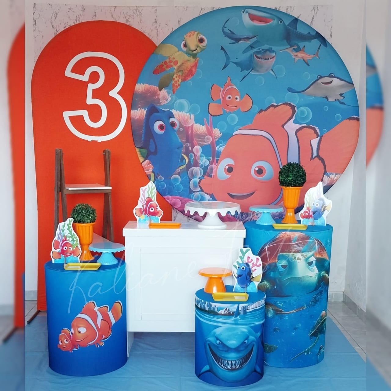 Procurando Nemo  - Kit Diamante Com Numeração  - Kaliane Festa Pegue e Monte