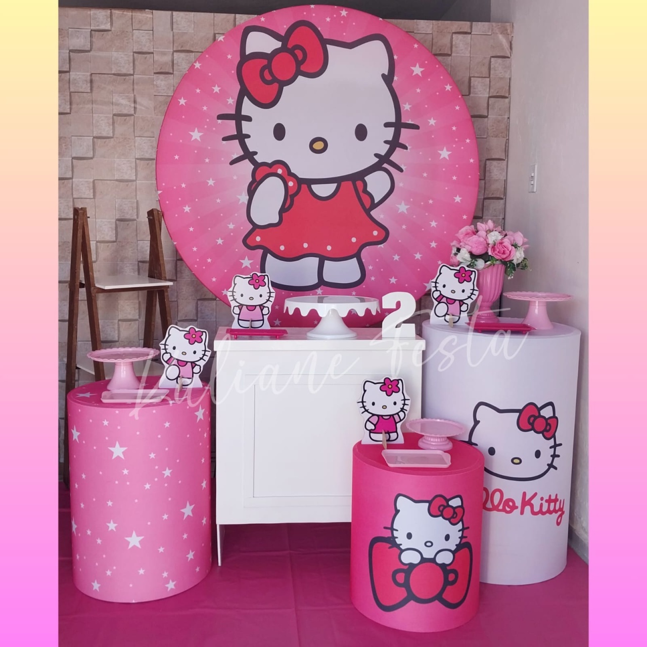 Hello Kitty  - Kit Ouro - Kaliane Festa Pegue e Monte