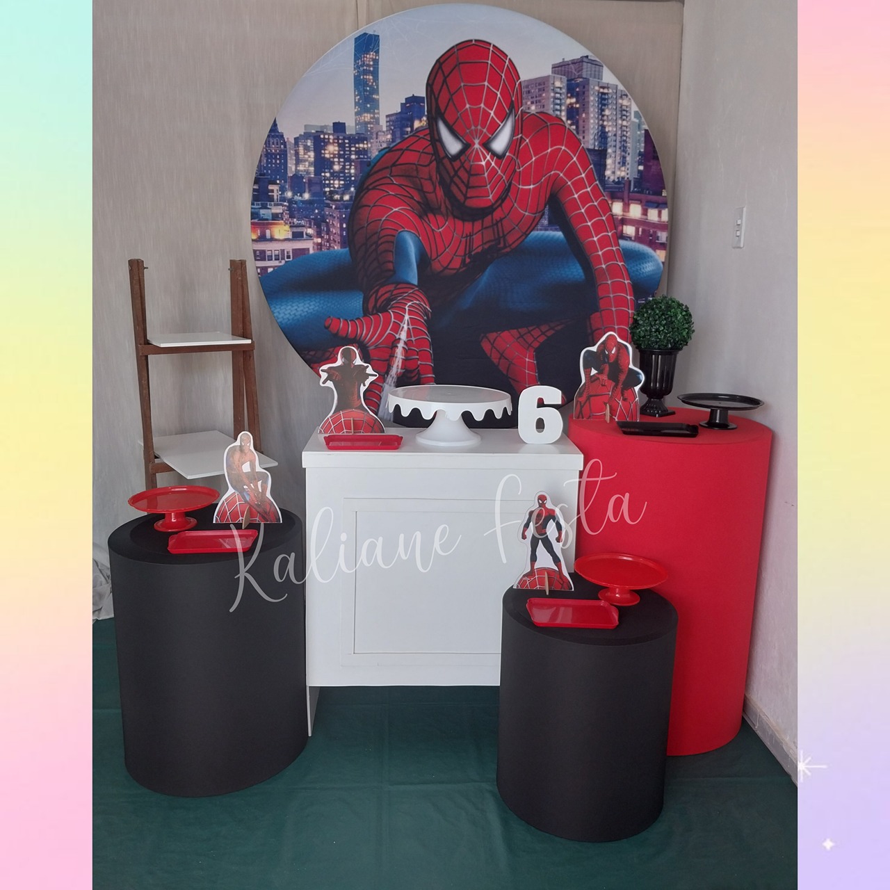  Homem Aranha Preto E Vermelho - Kit Ouro - Kaliane Festa Pegue e Monte