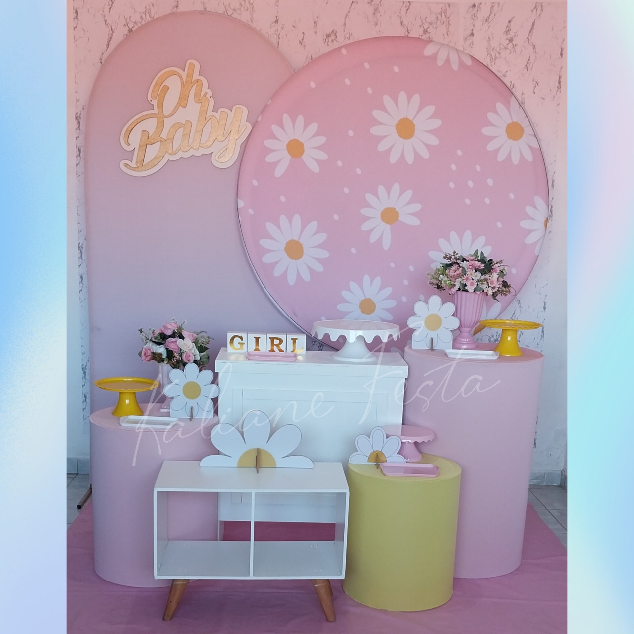  Margaridas Chá de Bebê - Kit Diamante - Kaliane Festa Pegue e Monte