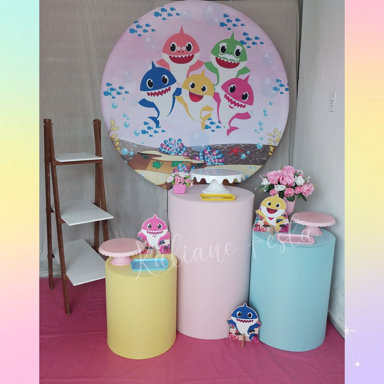 Baby Shark Menina - Kit Prata - Kaliane Festa Pegue e Monte