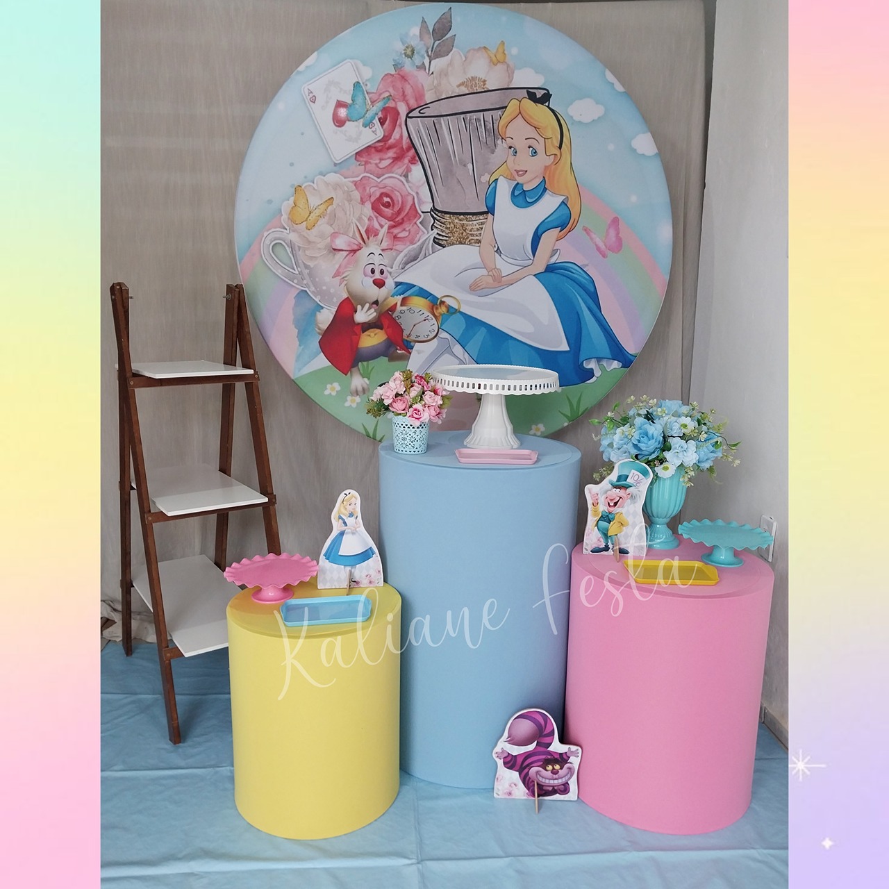  Alice No País das Maravilhas - Kit Prata - Kaliane Festa Pegue e Monte