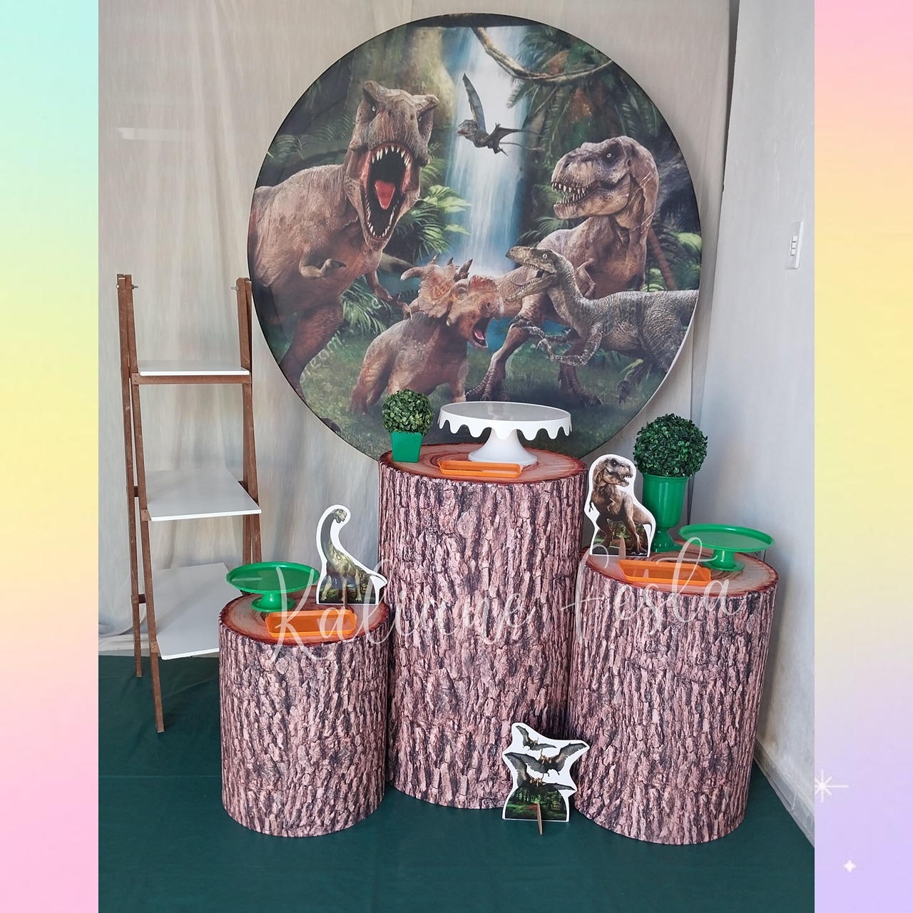  Dinossauro - Kit Prata - Kaliane Festa Pegue e Monte