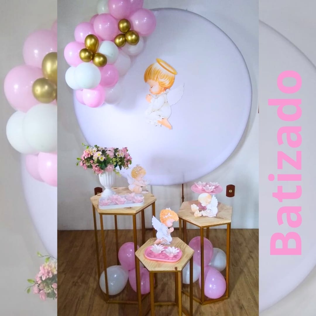 Composição Batizado Rosa E Dourado - Guaiba Pegue e Monte 