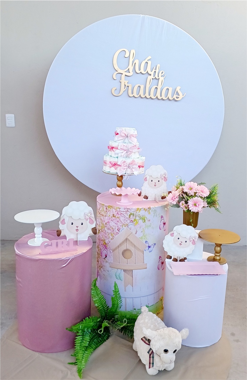 Kit Esmeralda Ovelhinha Chá de Fraldas - FuzarkaFestas