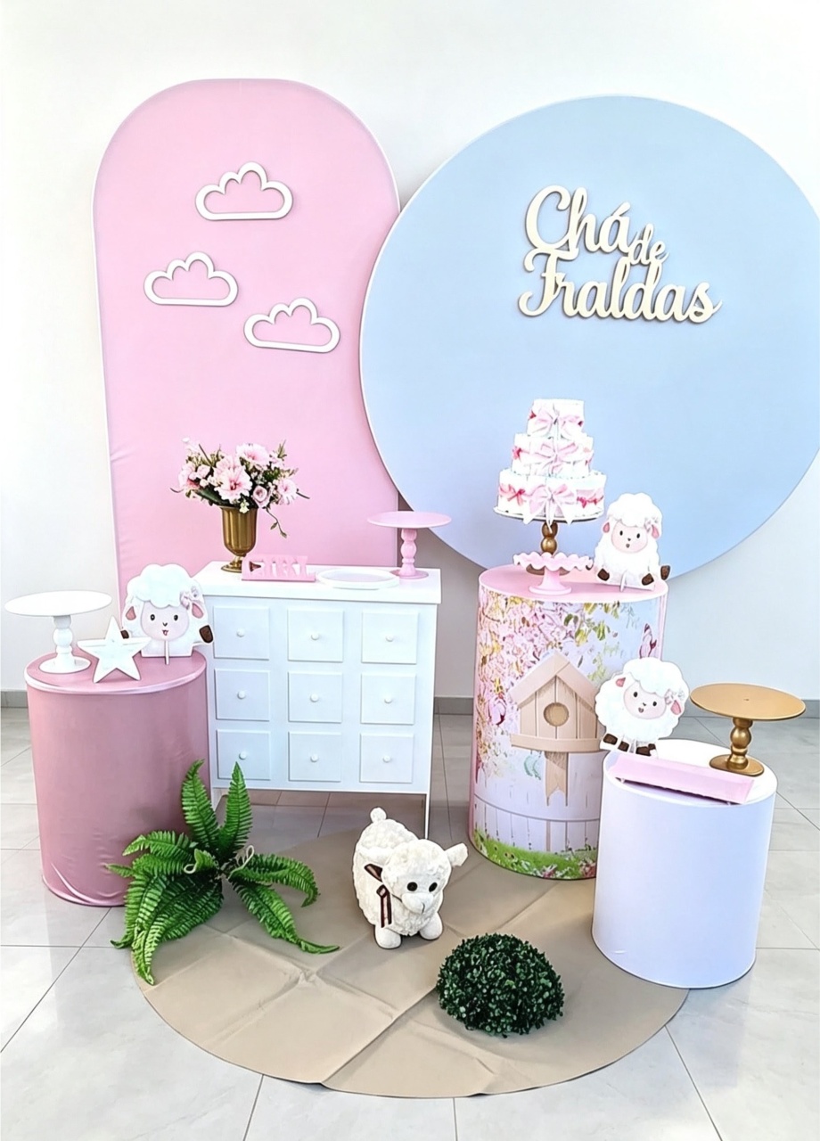 Kit Diamante Chá de Bebê Ovelhinha - FuzarkaFestas