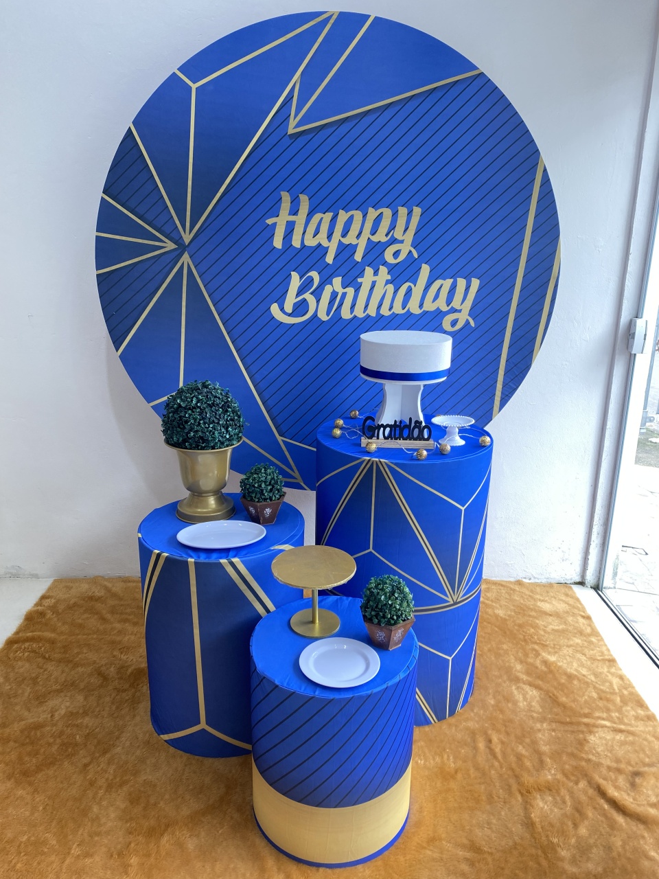 Kit Prata -Happy Birthday Azul - Azza Decor
