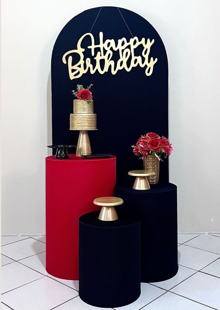 Kit Happy Bday - Preto E Vermelho - FestAí Pegue Monte