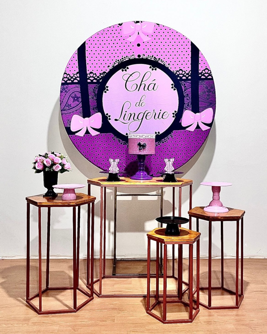 Cha de Lingerie - Mesas Sextavadas - FestAí Pegue Monte