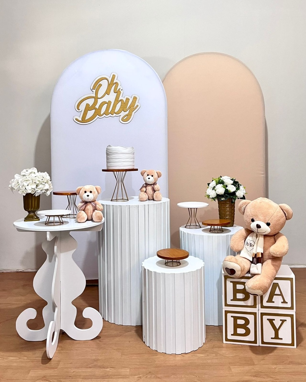 Oh Baby Branco E Bege - Comp. Cilindros Ripados  - FestAí Pegue Monte