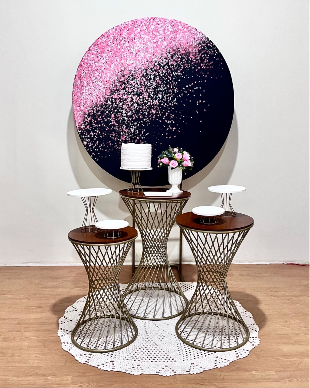 Kit Glitter Rosa/Preto - Mesas Trançadas - FestAí Pegue Monte