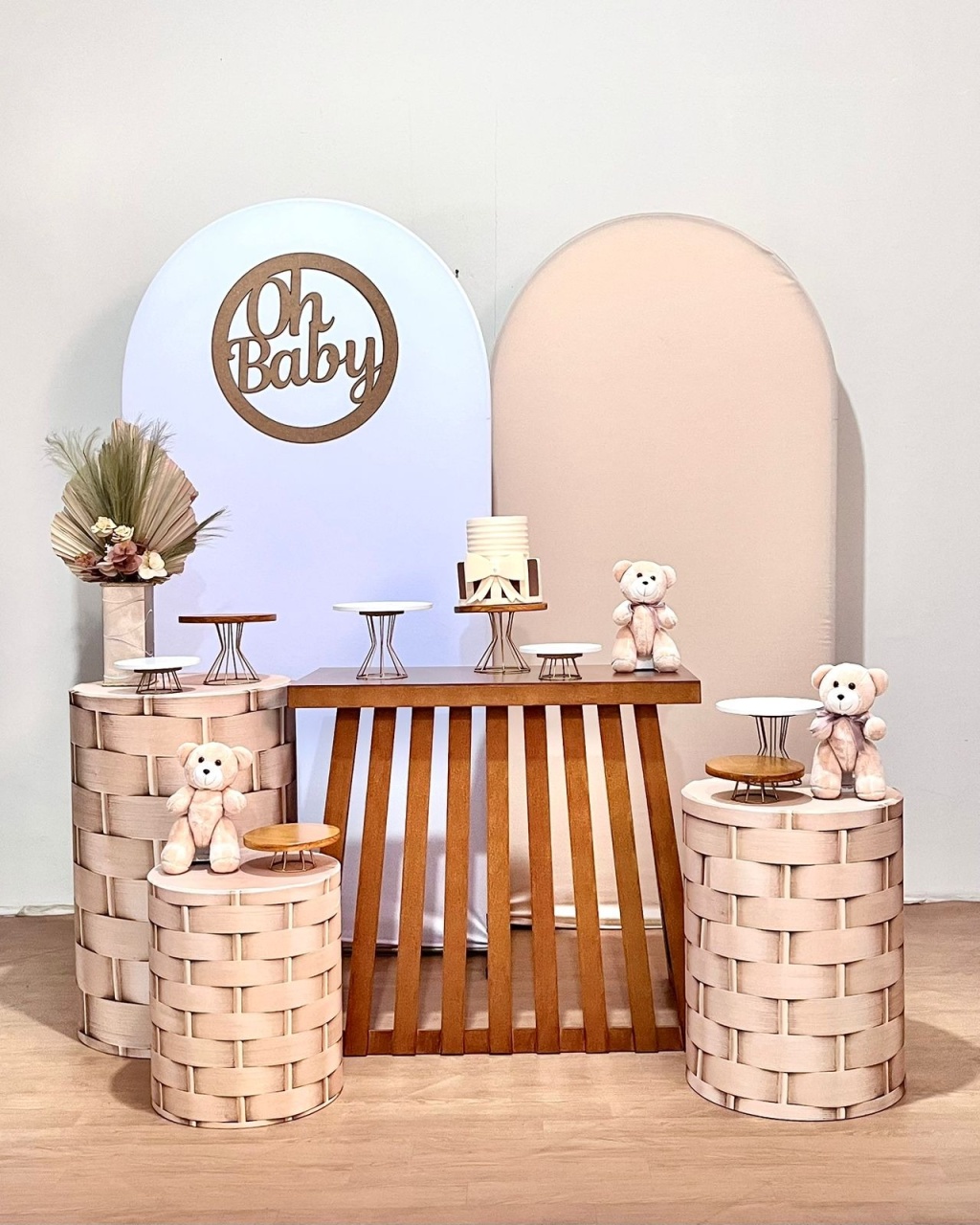 Oh Baby Branco E Bege/Cestaria - Composição  - FestAí Pegue Monte