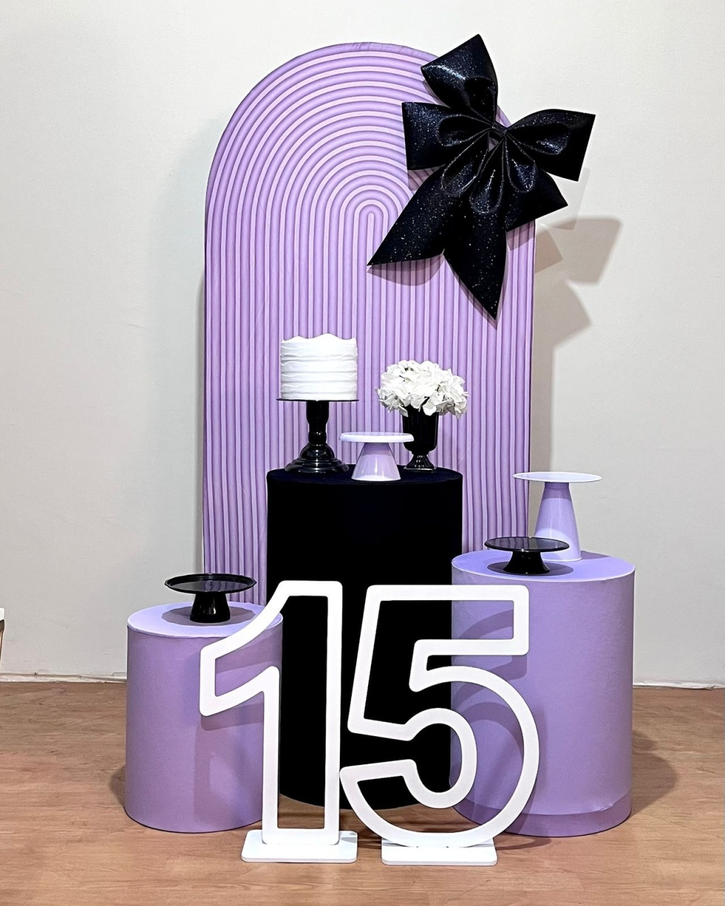 15 Anos Laço Lilas E Preto - FestAí Pegue Monte