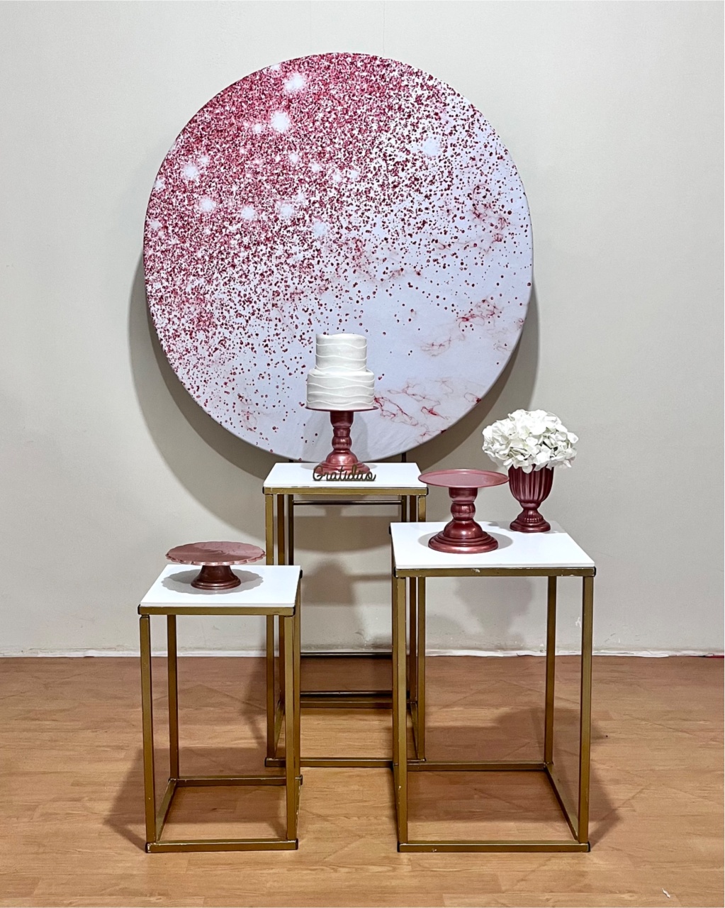 Kit Glitter Rosê 3 - Mesa Cubos - FestAí Pegue Monte