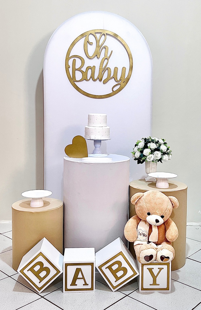 Oh Baby Branco/Dourado - Kit Promocional Prata C/Romano - FestAí Pegue Monte