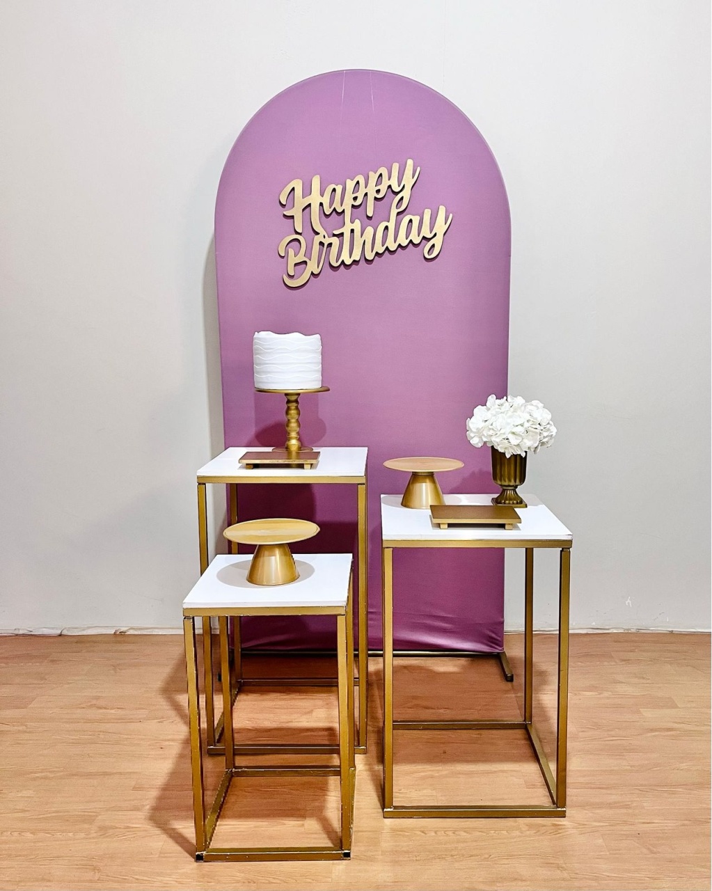 Kit Happy Bday - Lilas Mesas Cubos de Ferro - FestAí Pegue Monte