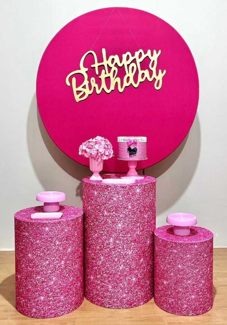 Happy Birthday Pink - Kit Promocional Prata - FestAí Pegue Monte