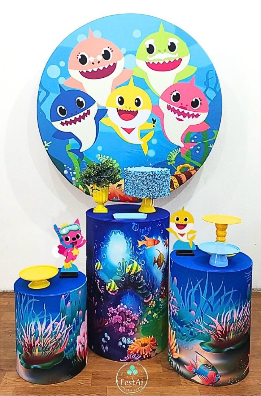 Baby Shark - Kit Promocional Prata - FestAí Pegue Monte