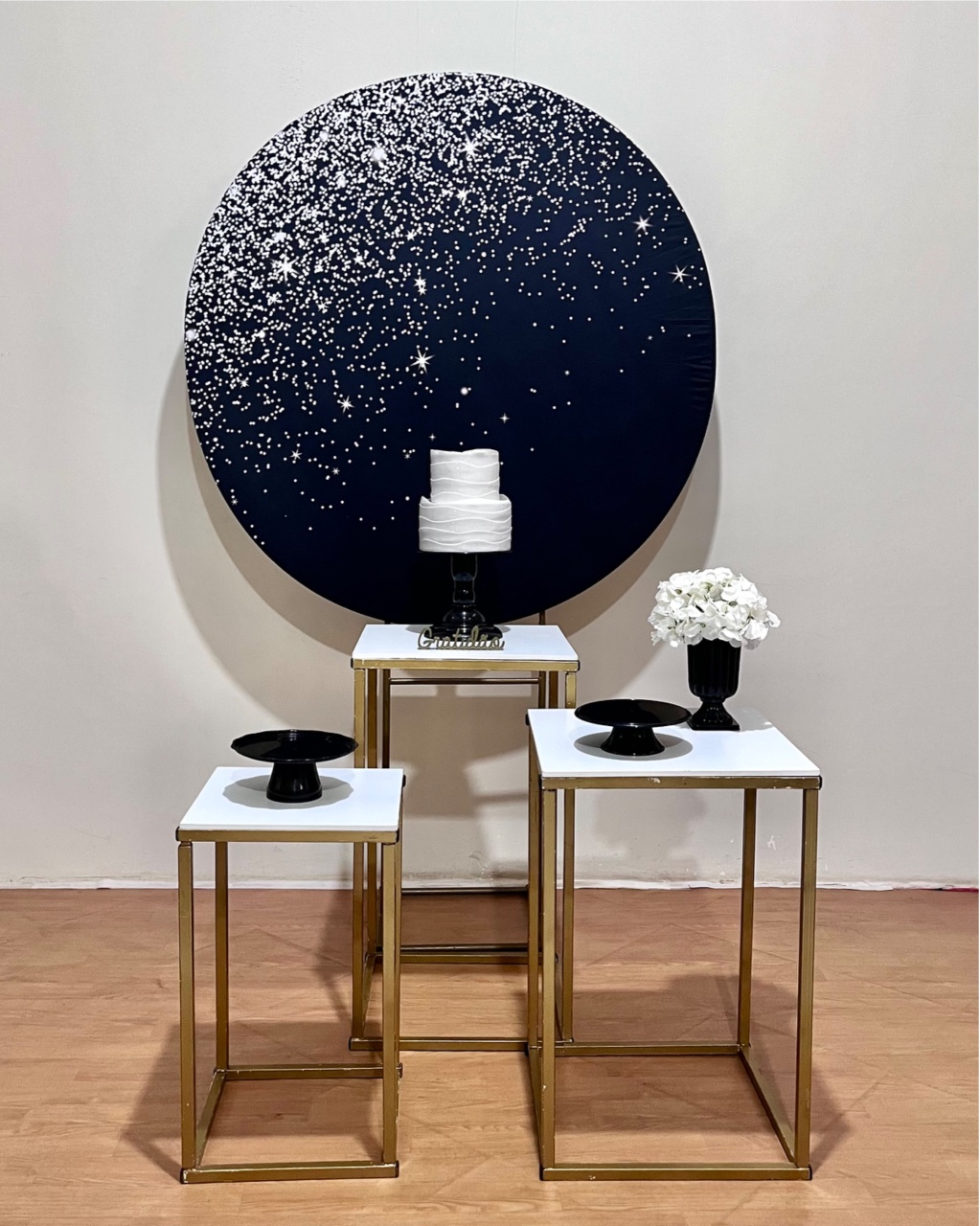 Kit Glitter Branco/Preto 3 - Mesa Cubos - FestAí Pegue Monte