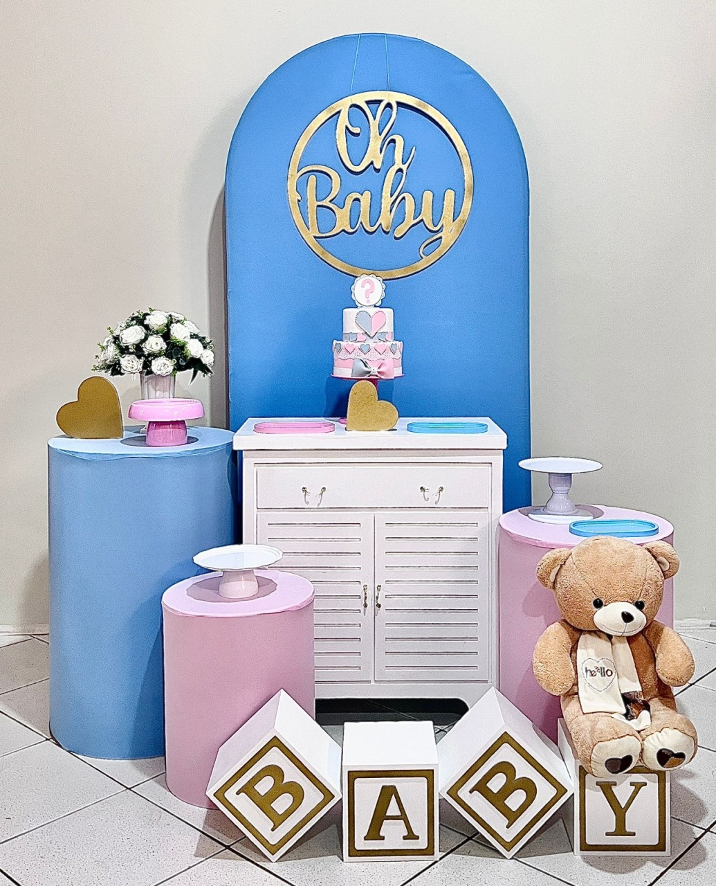 Oh Baby Azul E Rosa - Kit Promocional Ouro C/Romano  - FestAí Pegue Monte