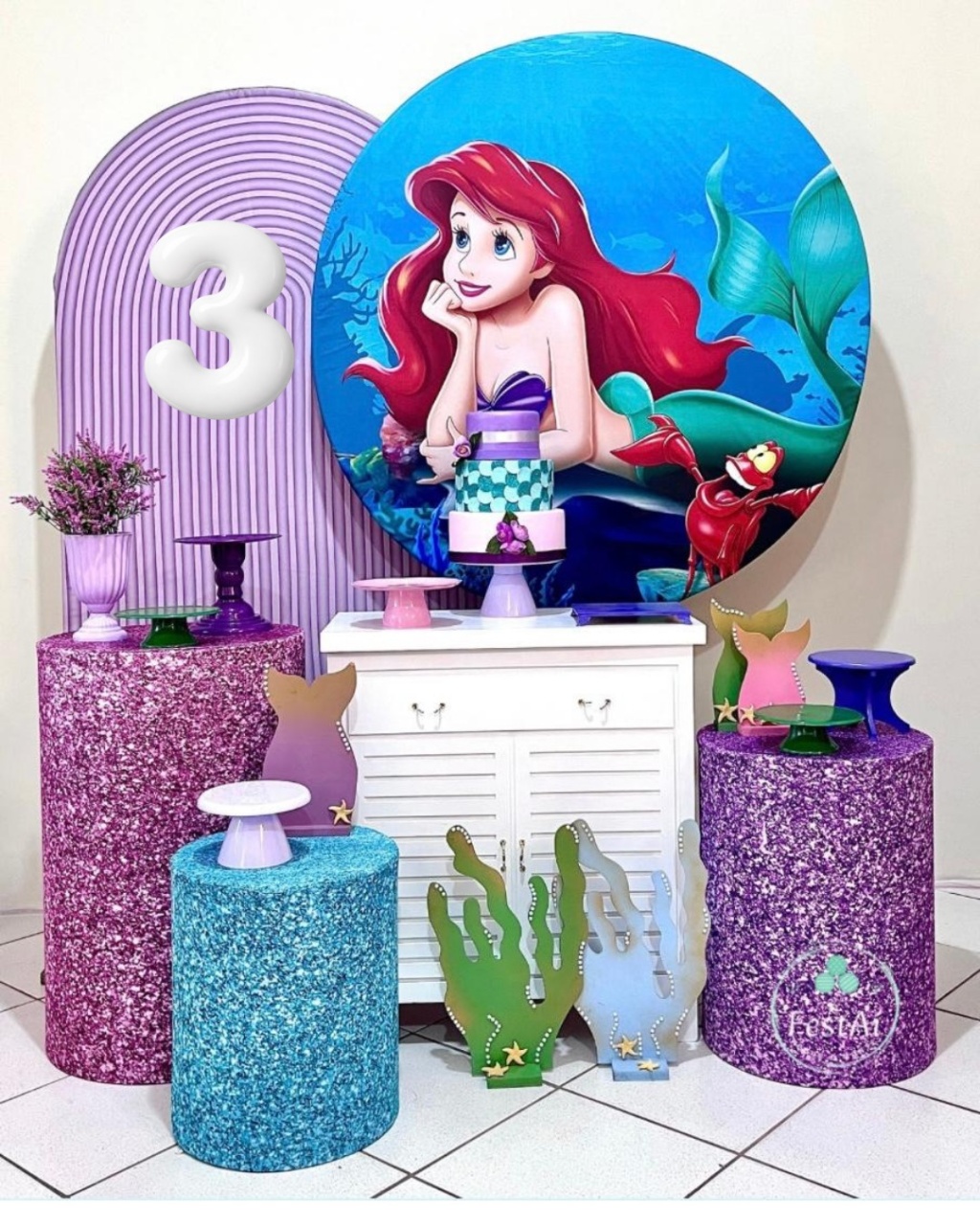 Ariel A Pequena Sereia - Kit Promocional Diamante - FestAí Pegue Monte