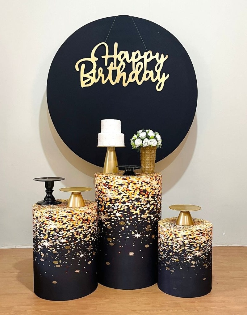 Happy Birthday Preto - Kit Promocional Prata - FestAí Pegue Monte