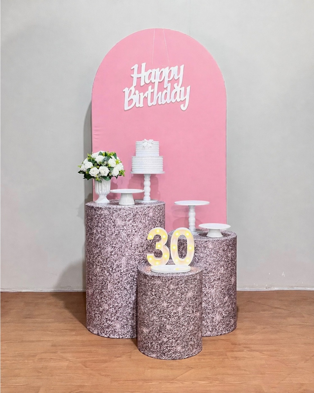 Kit Happy Bday - Rosa E Prata - FestAí Pegue Monte