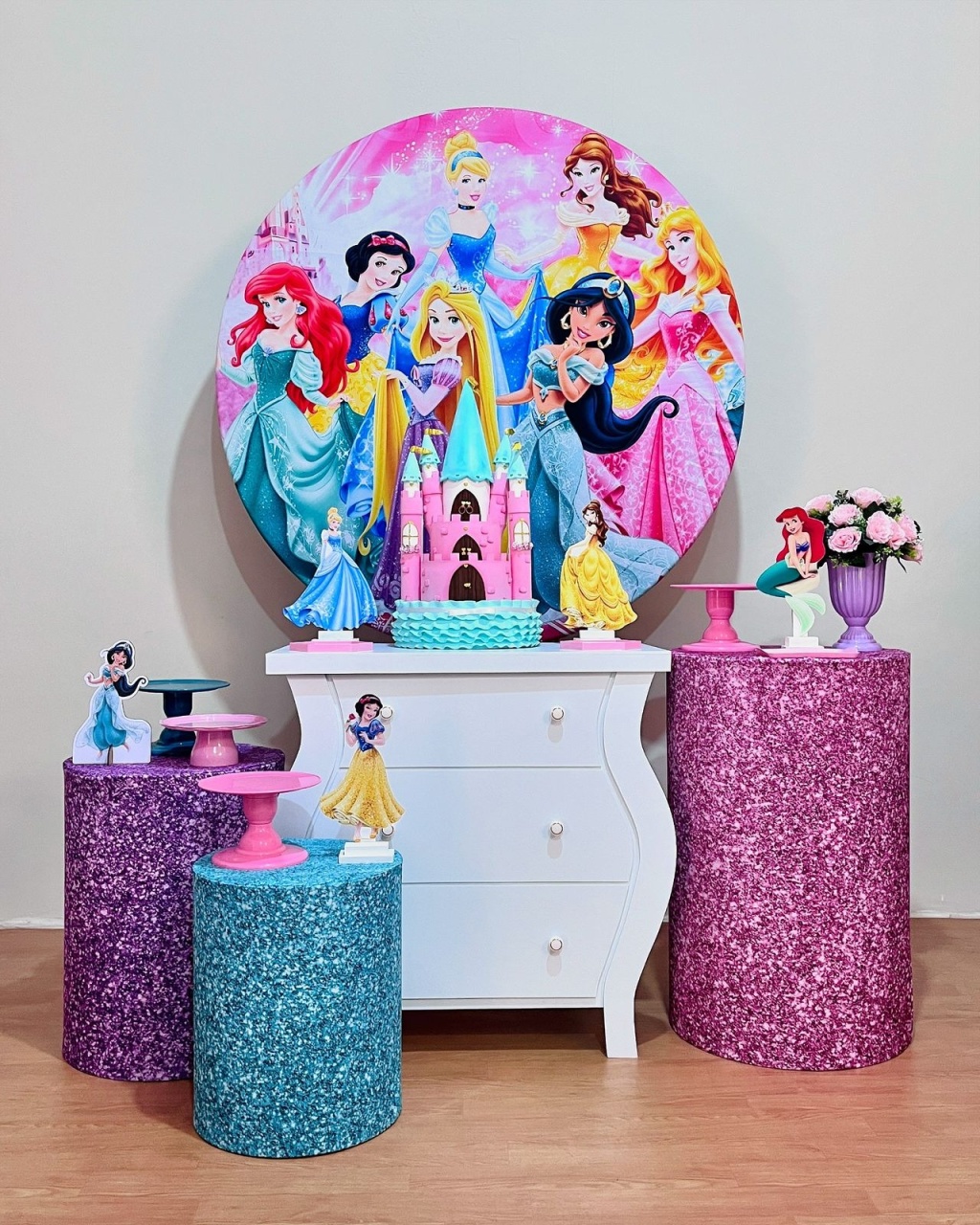 Princesas Disney Glitter - Kit Promocional Ouro - FestAí Pegue Monte