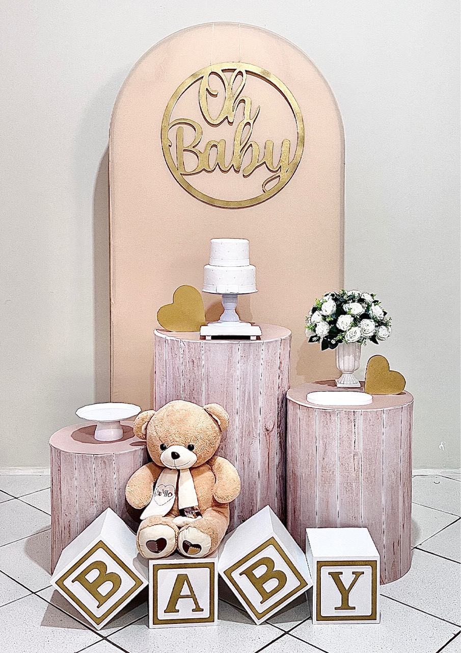 Oh Baby Bege/Madeira - Kit Prata C/Romano - FestAí Pegue Monte