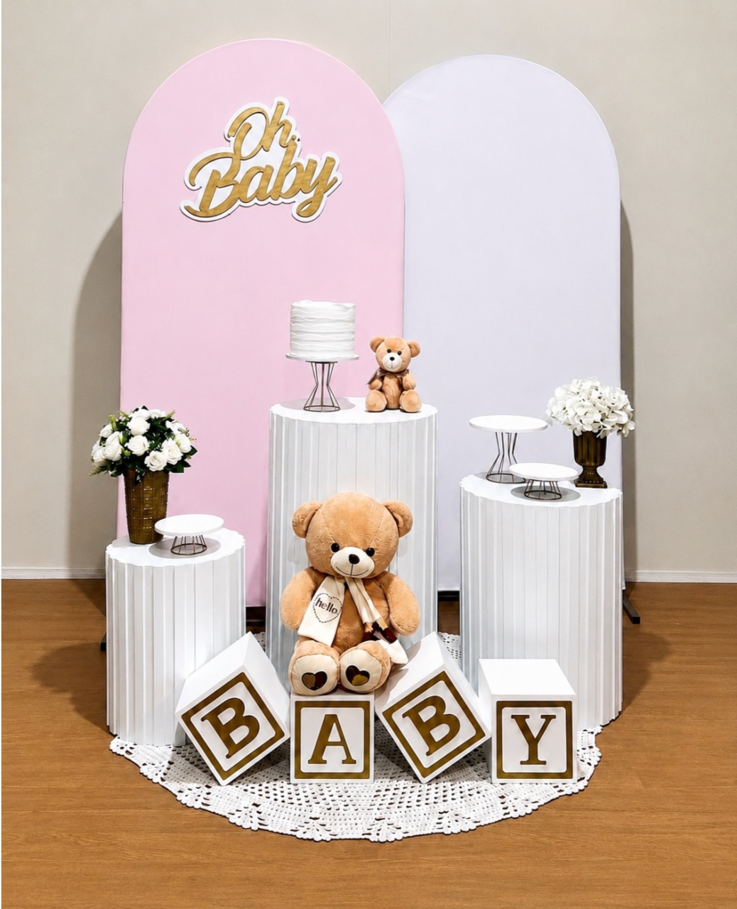 Oh Baby Branco E Rosa - Comp. Cilindros Ripados - FestAí Pegue Monte