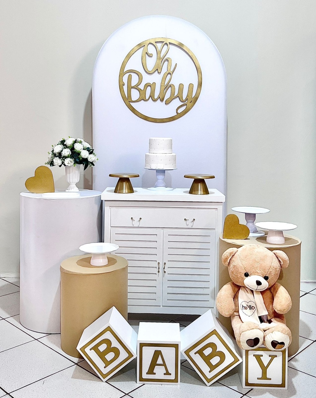 Oh Baby Branco/Dourado - Kit Promocional Ouro C/Romano  - FestAí Pegue Monte