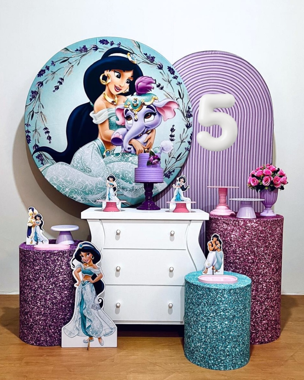 Princesa Jasmine Glitter - Kit Promocional Diamante  - FestAí Pegue Monte
