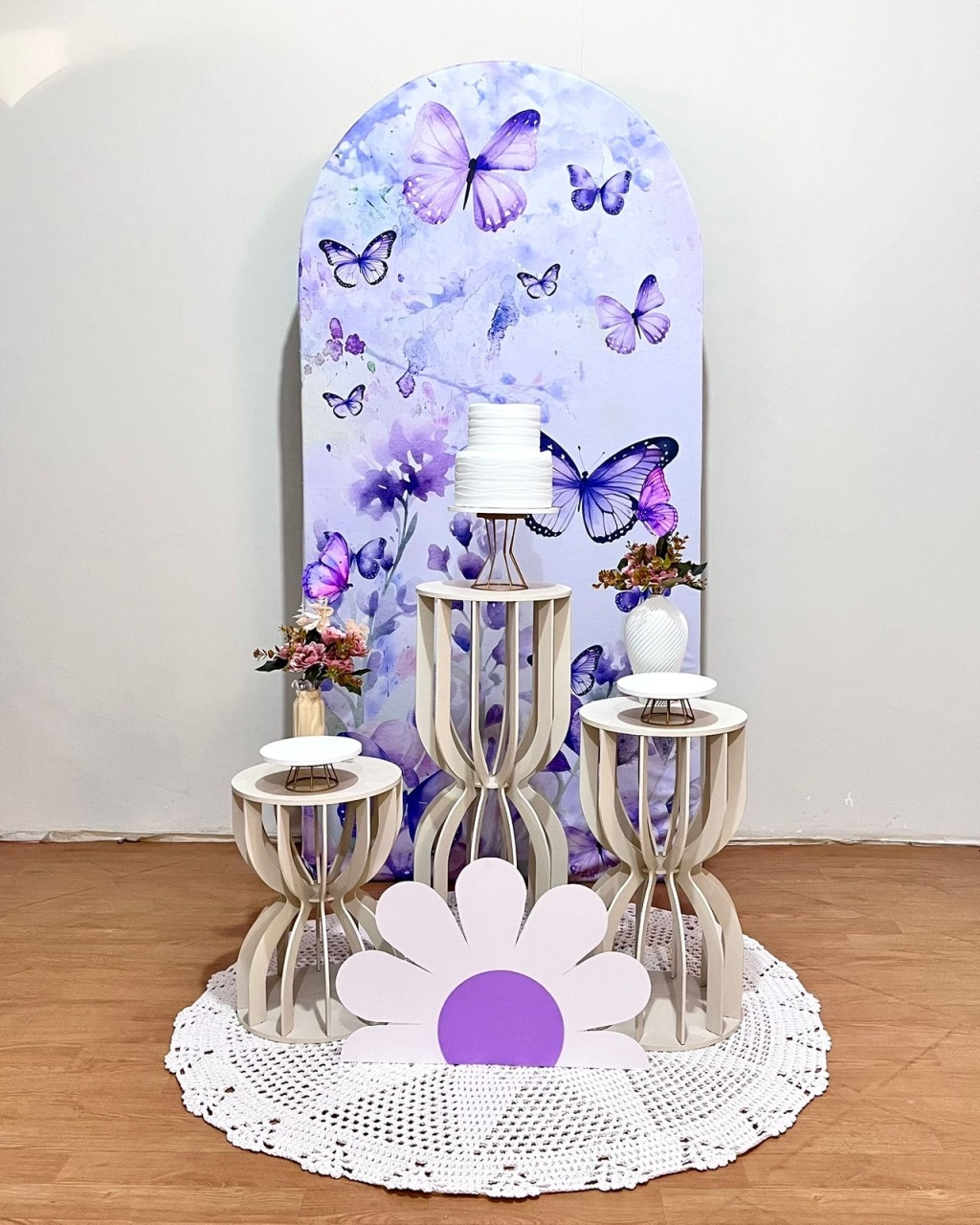 Borboletas Lilas - Composição C/Ampulhetas - FestAí Pegue Monte
