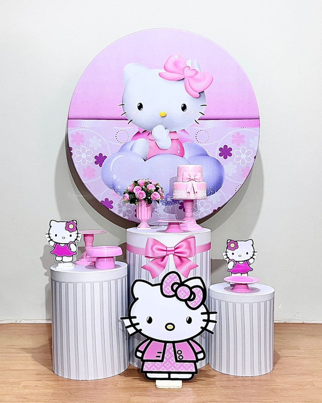 Hello Kitty - Kit Promocional Prata Cilindro Laço - FestAí Pegue Monte