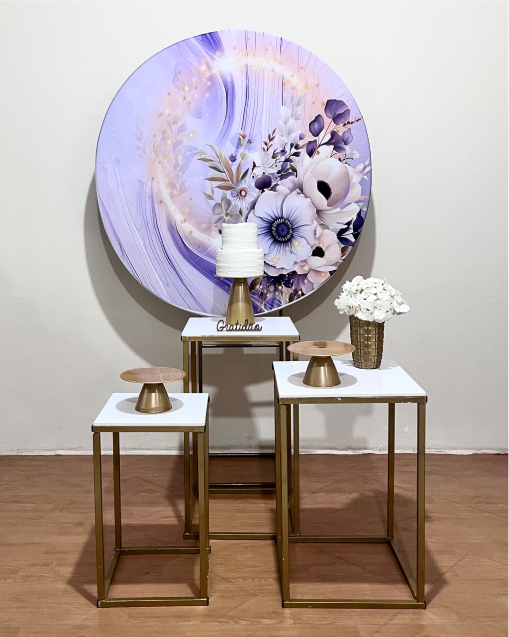 Kit Floral Lilas 3 - Mesa Cubos - FestAí Pegue Monte
