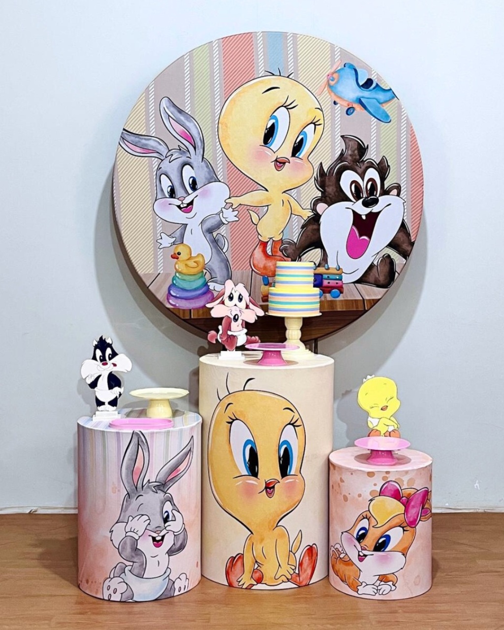 Baby Looney Tunes Menina - Kit Promocional Prata  - FestAí Pegue Monte