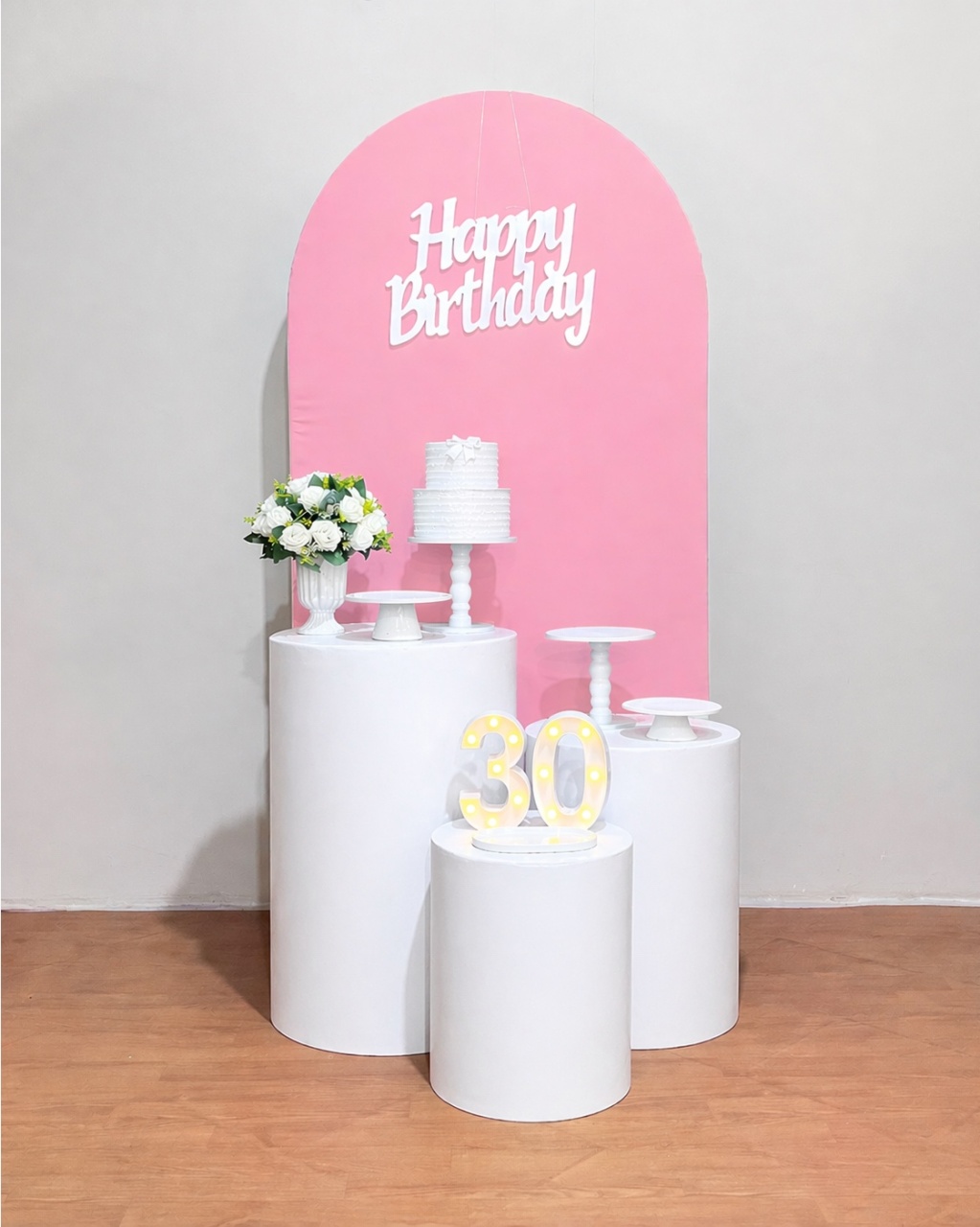 Kit Happy Bday - Rosa E Branco - FestAí Pegue Monte