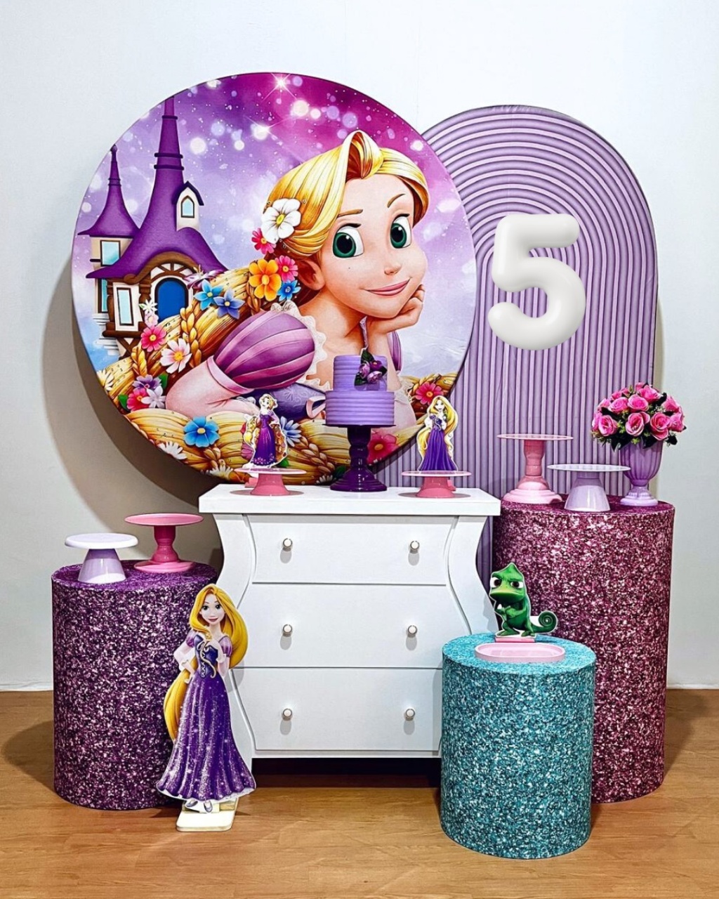 Princesa Rapunzel Glitter - Kit Promocional Diamante - FestAí Pegue Monte