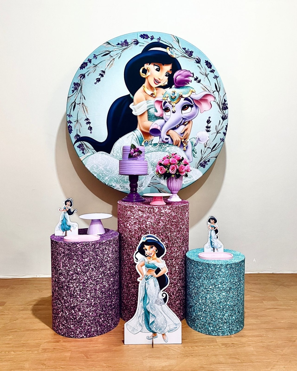 Princesa Jasmine Glitter - Kit Promocional Prata - FestAí Pegue Monte