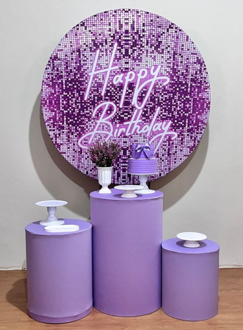 Happy Birthday Lilas - Kit Promocional Prata - FestAí Pegue Monte