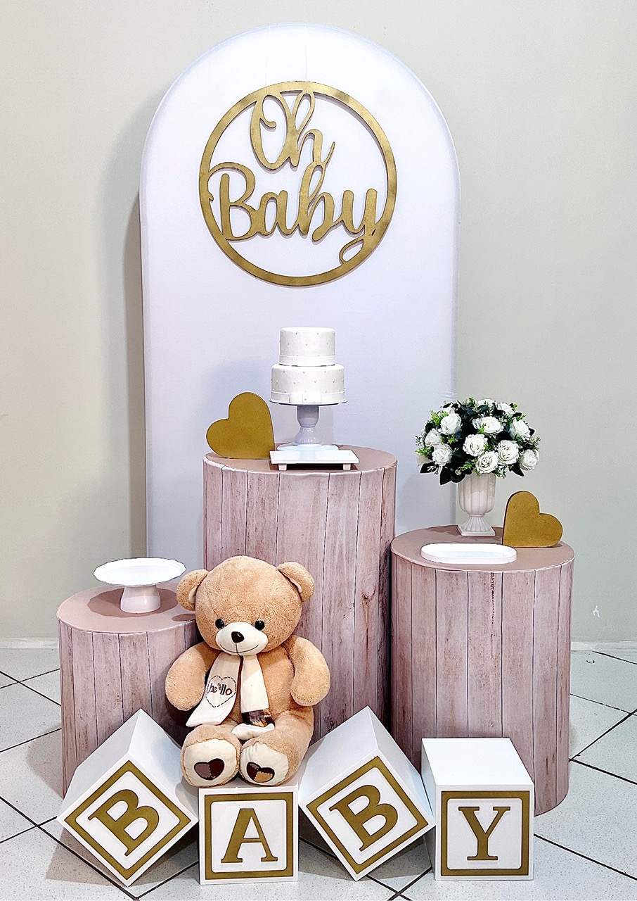 Oh Baby Branco/Madeira - Kit Promocional Prata C/Romano - FestAí Pegue Monte