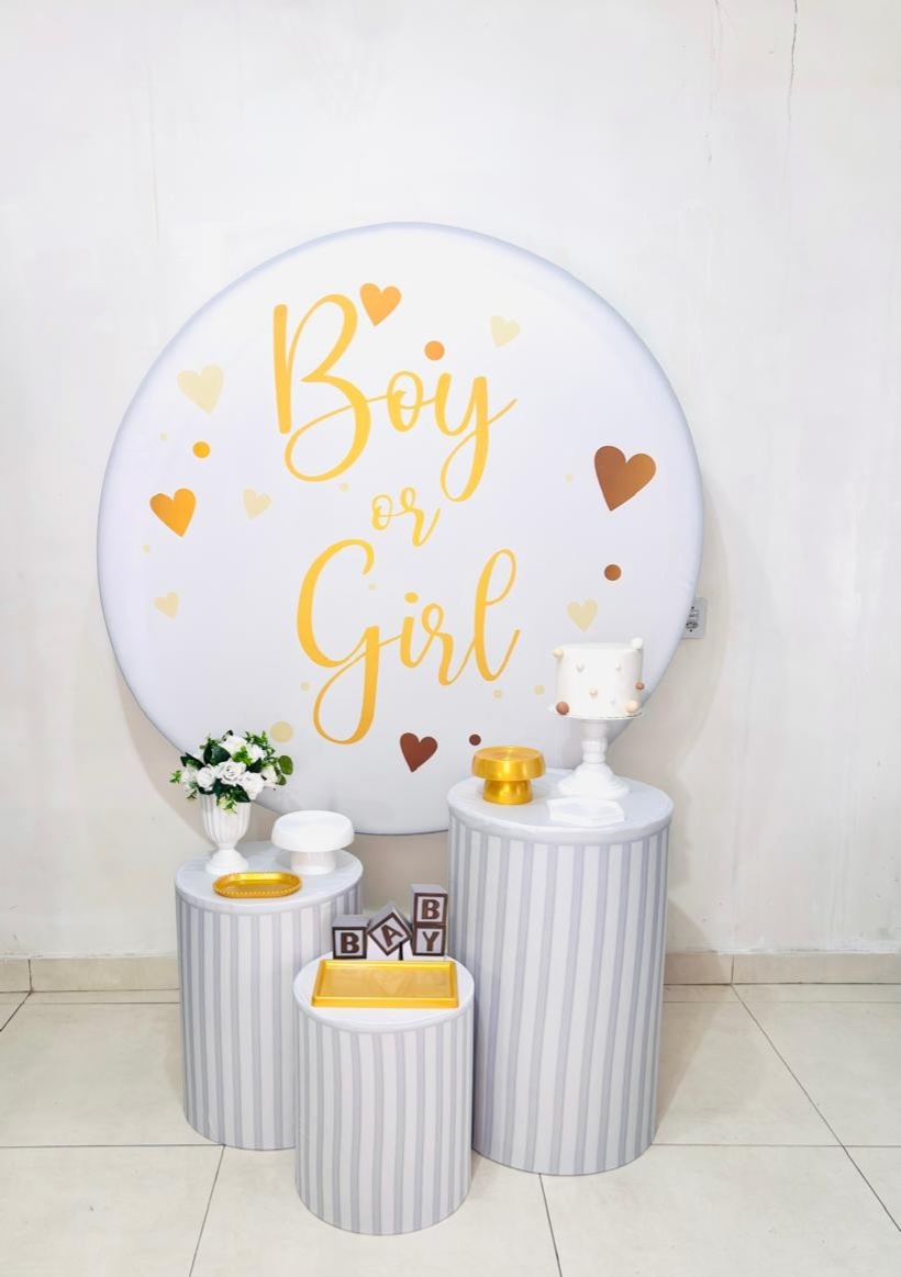 Cha Revelacao - Branco E Dourado (Kit Ouro)(Urso)(Ripado) - cricrilocacoes