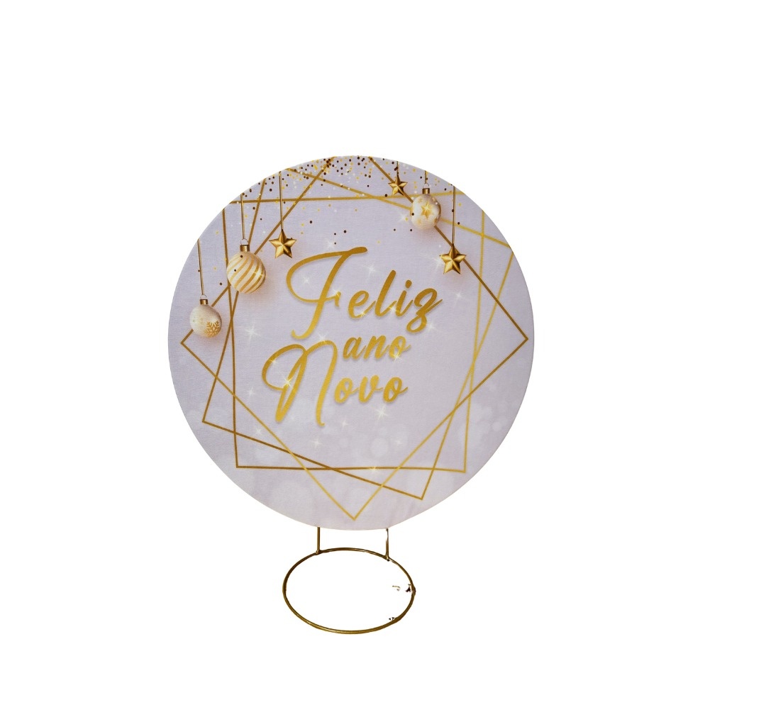 Mini Painel 50Cm (Feliz Ano Novo)(Branco E Dourado) - cricrilocacoes